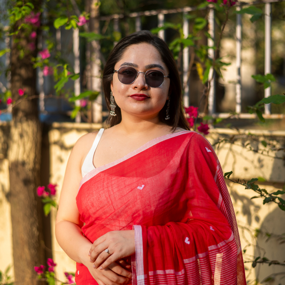 Nabami Mulmul Cotton Love Print Saree