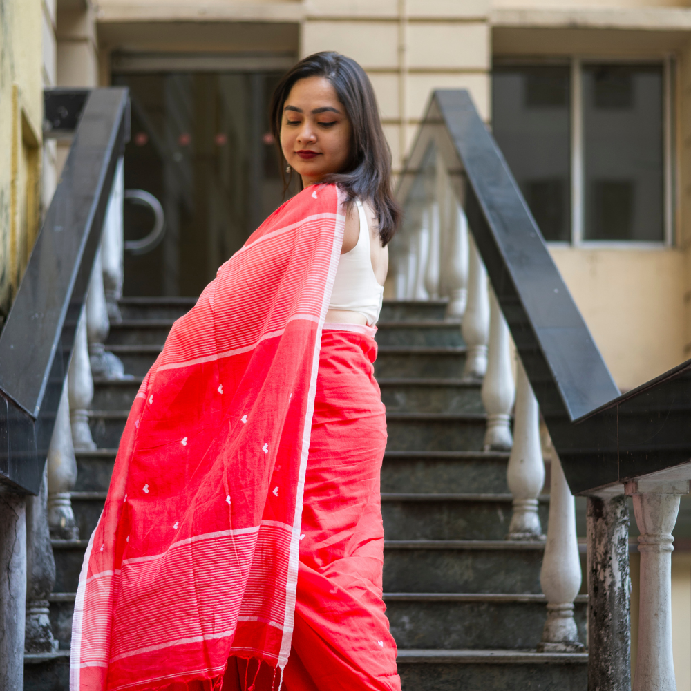 Nabami Mulmul Cotton Love Print Saree