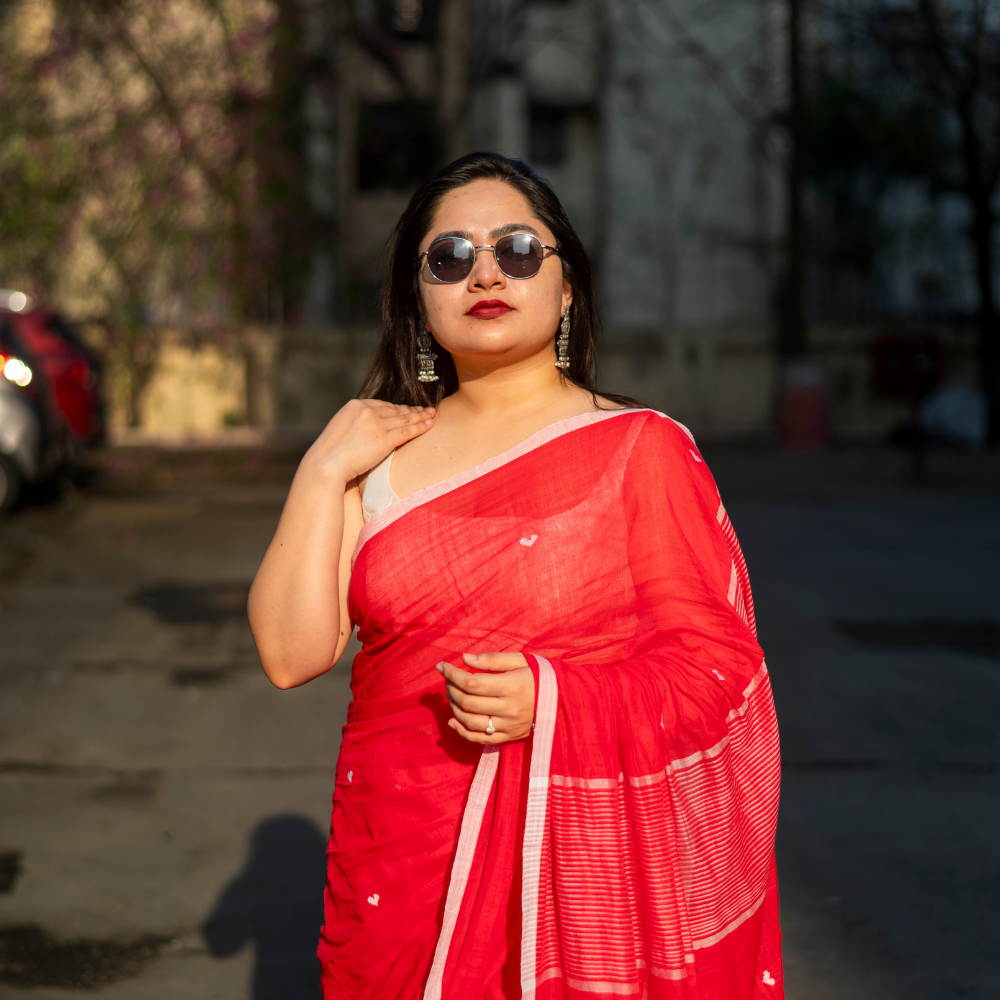 Nabami Mulmul Cotton Love Print Saree