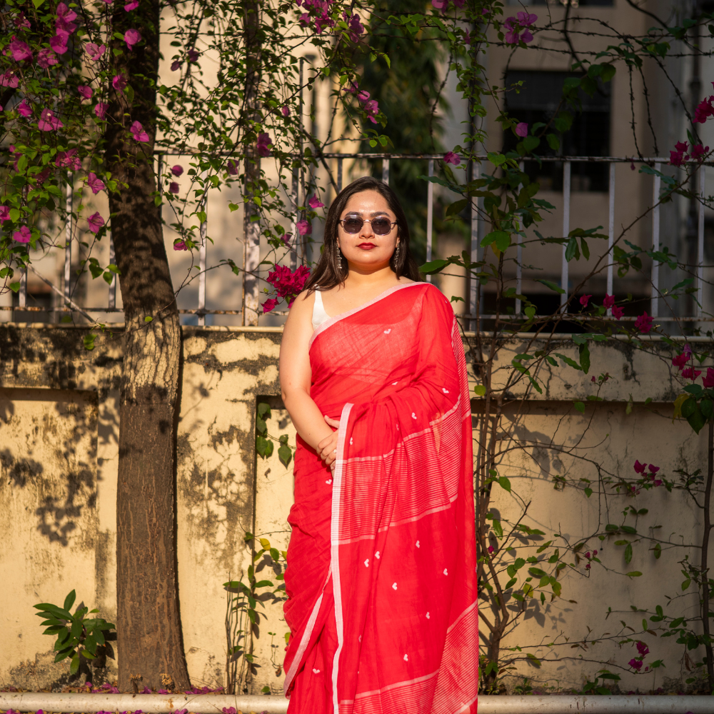 Nabami Mulmul Cotton Love Print Saree
