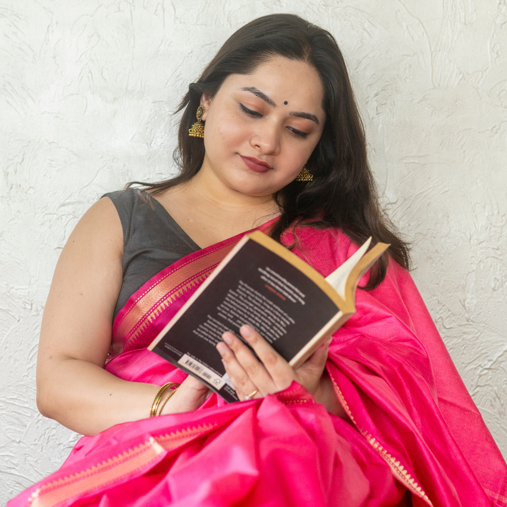 Nabami Saree Hot Pink Mangalgiri Cotton Blend Saree