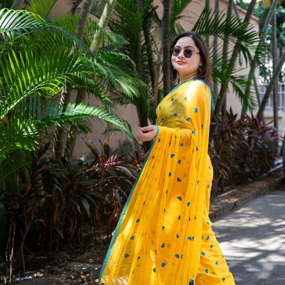 Nabami Love Print Mulmul Cotton Saree