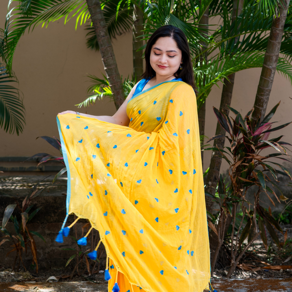 Nabami Love Print Mulmul Cotton Saree