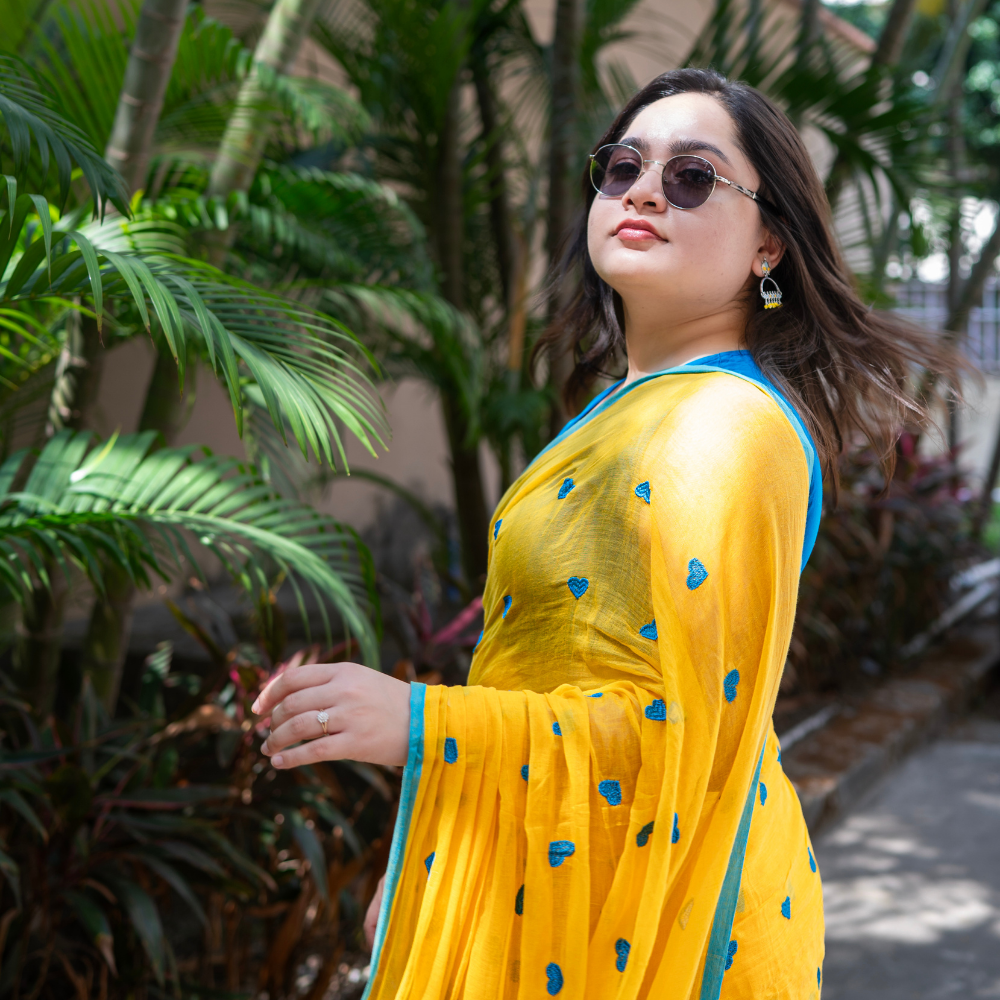 Nabami Love Print Mulmul Cotton Saree