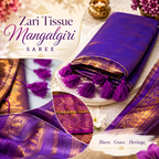 Nabami Saree Zari Tissue Mangalgiri Saree
